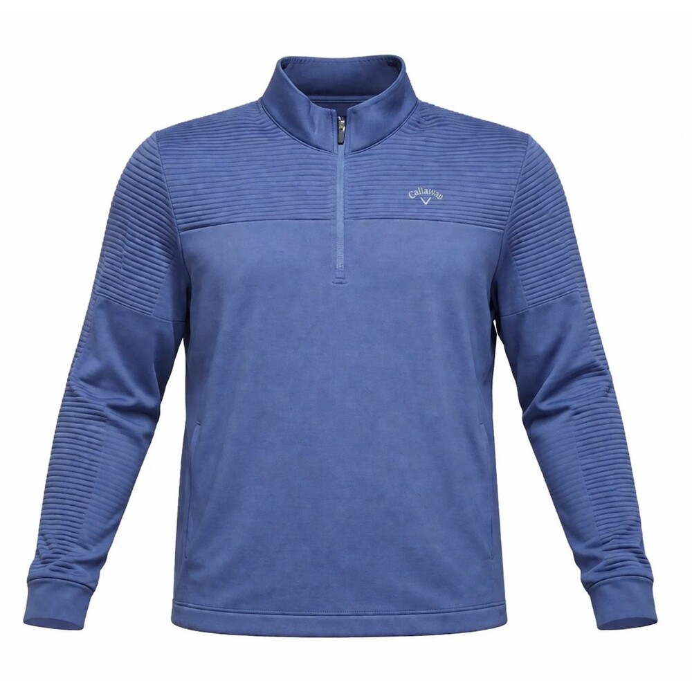 Callaway Men's XL Ribbed 1/4 Zip Pullover Jacket Blue Fleece Golf Casual